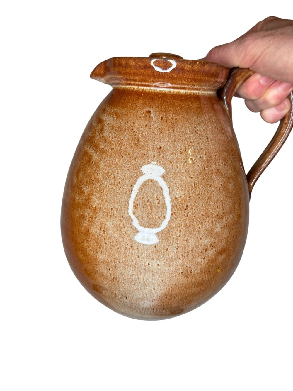 Handmade Studio Pottery Pitcher w Lid Rustic Brown Glaze Farmhouse Stoneware Jug